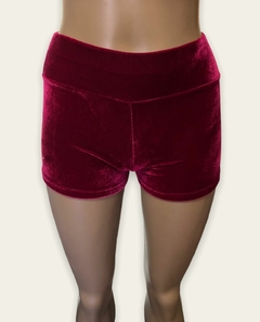 Short plush negro y bordo