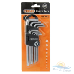 Conjunto Chave Torx 9 Peças T10 A T50 Com Furo Foxlux