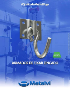 Gancho Armador De Rede Balanço Reforçado Zincado 1 Par Com 8 Parafusos E Buchas - comprar online