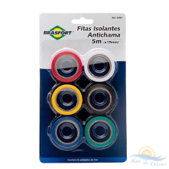 Fita Isolante Antichama 5m Colorido 06 Peças Brasfort