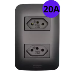 *20A* Tomada Dupla 20a Preta Design