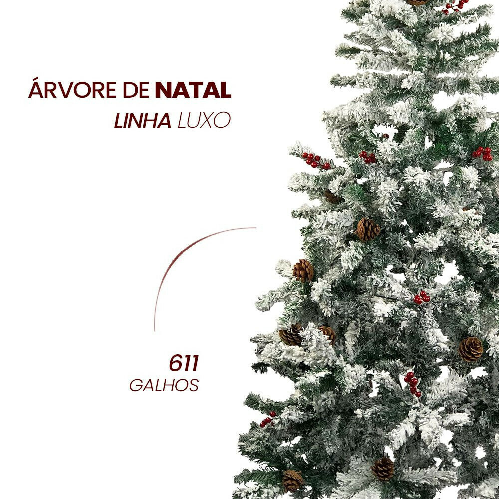 Árvore de Natal Branca 1,5 Metros C/ 240 Galhos e Pé Metal