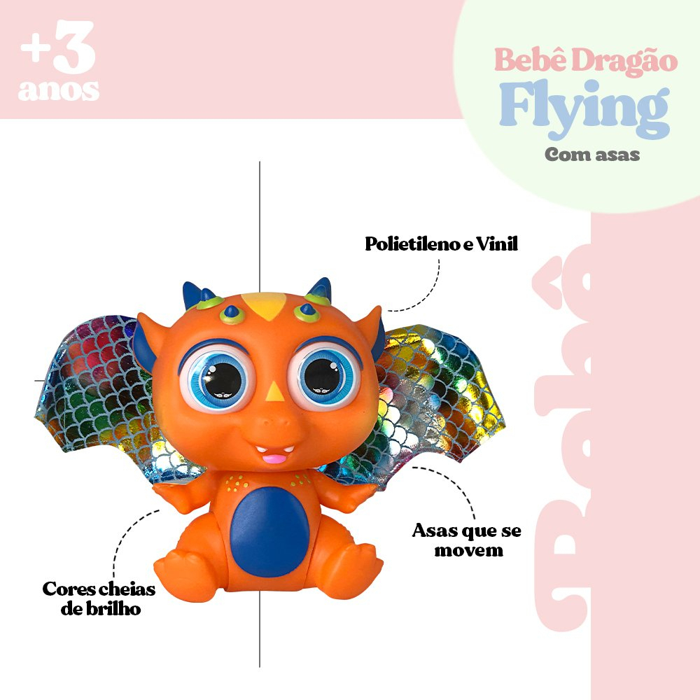 Dragãozinho Flying Baby Com Asas Laranja Conto De Fadas em Promoção na  Americanas