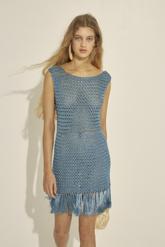 Crochet High Neck Fringes Mini Dress - buy online