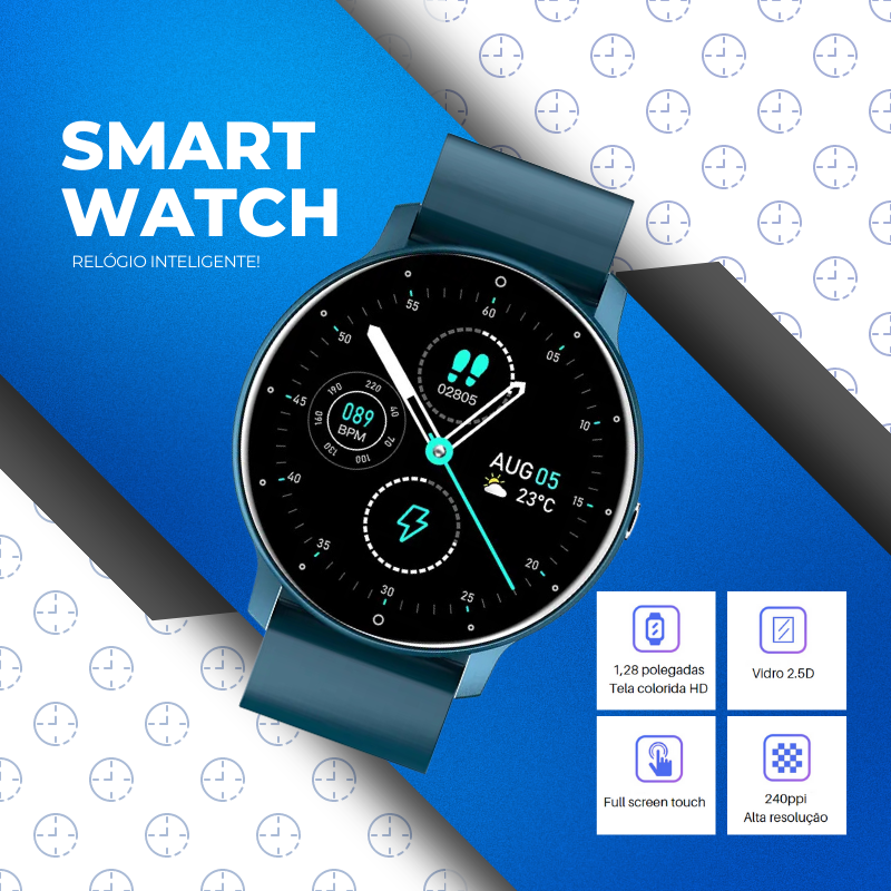 Relógio Inteligente (smartwach) para IOS e Android - À prova d