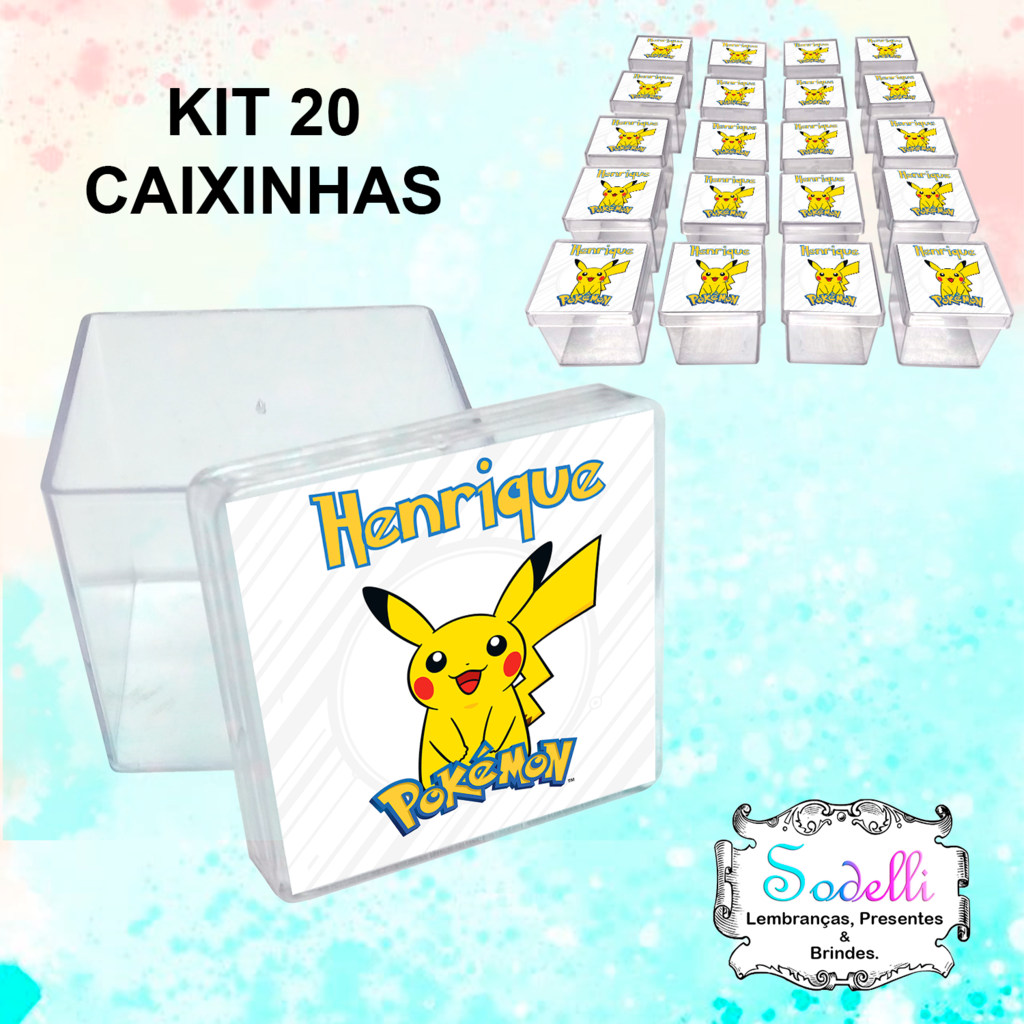 20 Lembrancinhas Pokemon - Caixinhas Acrílicas Personalizadas