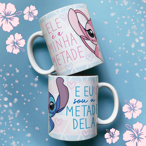 Caneca Lilo Stitch - Desenho - Interior E Alça Branca