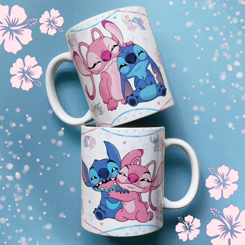 Caneca Lilo Stitch - Desenho - Interior E Alça Branca