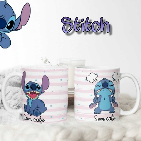 Caneca Lilo Stitch - Desenho - Interior E Alça Branca