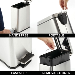 Cesto Tacho Basura 5 Lts Rectangular Acero Inoxidable - tienda online