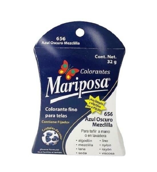COLORANTE (PINTURA) PARA ROPA COLOR AZUL OSCURO 36GR MOD.628 MARIPOSA