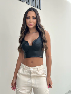 Cropped couro pu - comprar online