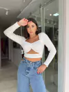 Blusa manga longa off white