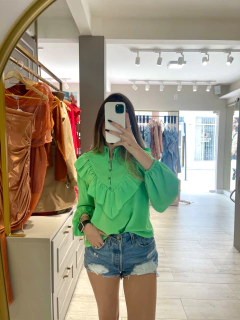 Camisa babados verde
