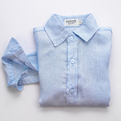 CAMISA LINHO INFANTIL AZUL BEBÊ - comprar online