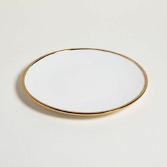 PLATO DE POSTRE PORCELANA BORDE DORADO - comprar online