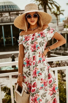 Vestidos de verão para mulheres estampado estampado vestido longo sexy um ombro manga curta plissado moda festa cintura esticado vestido de praia - comprar online