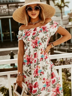 Vestidos de verão para mulheres estampado estampado vestido longo sexy um ombro manga curta plissado moda festa cintura esticado vestido de praia