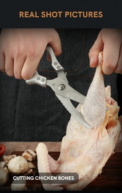 WAK Tesoura de cozinha profissional em aço inoxidável Tesoura poderosa de osso de frango Tesoura de frango Pato Cortador de peixe Tesoura de cozinha - loja online