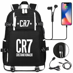 Mochila de futebol Superstar CR7 com carregamento USB Ronaldo mochila de viagem notebook notebook bolsas para crianças estudantes na internet