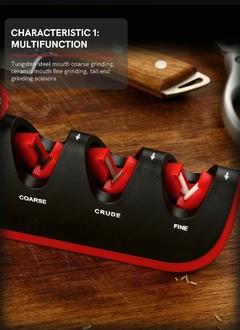 Afiador de faca WAK 5 em 1 ângulo ajustável preto vermelho máquina de moer cozinha faca profissional tesoura ferramentas de afiar - loja online