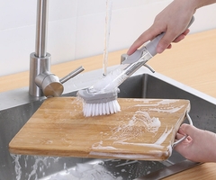 Escova de limpeza de cozinha com esponja de lavar louça 2 em 1 escova de lavar louça de cabo longo Ferramentas de limpeza doméstica - loja online