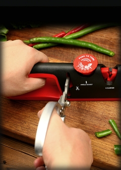 Afiador de faca WAK 5 em 1 ângulo ajustável preto vermelho máquina de moer cozinha faca profissional tesoura ferramentas de afiar - loja online