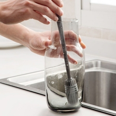 Escova de garrafa de leite de silicone 360 escova de copo com alça longa portátil cabeça macia grau alimentício para molhar cozinha escovas de limpeza doméstica - Tudo de montão