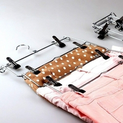 1 peça cabides multicamadas com 12 clipes suporte de rack de armazenamento de roupas guarda-roupa dobrável calças roupas rack de saia de metal - comprar online