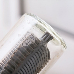 Imagem do Escova de garrafa de leite de silicone 360 escova de copo com alça longa portátil cabeça macia grau alimentício para molhar cozinha escovas de limpeza doméstica