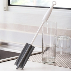 Escova de garrafa de leite de silicone 360 escova de copo com alça longa portátil cabeça macia grau alimentício para molhar cozinha escovas de limpeza doméstica na internet
