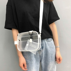 Imagem do Bolsas femininas translúcidas casuais transparentes em pvc bolsa de ombro bolsa de mão gelatina pequenas bolsas de telefone com suporte de cartão alças largas aba