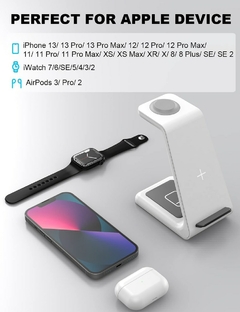 Imagem do Bonola Desktop 3 em 1 estação de carregamento sem fio para iPhone 8 Plus/12/Samsung S20/Note 10 Qi carregador sem fio para Apple/Airpods 3