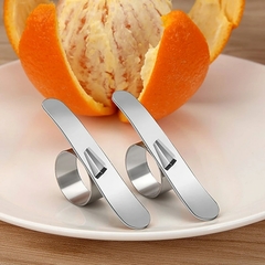 2 peças descascador de laranja fácil aberto descascador de laranja de aço inoxidável parer limão removedor de pele fatiador descascador utensílios de cozinha - comprar online