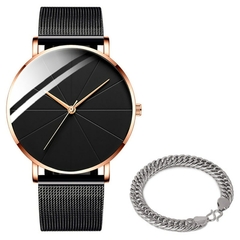 2022 relógios de moda masculina minimalista simples masculinos negócios ultra finos cinto de malha de aço inoxidável relógio de quartzo relogio masculino - loja online