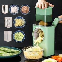 Ralador de legumes rotativo atualizado com cabo triturador rápido 3 em 1 fatiador multifuncional para corte de legumes de salada de cozinha