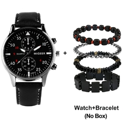 Relógios de Pulso para Homens Presentes Originais Conjunto de Pulseiras de Luxo Moda Negócios Namorado Relógios de Pulso de Quartzo Preto Relogio Masculino na internet