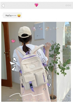 Mochila de lona preta de grande capacidade leve simples bolsa de viagem mochila de lona estudante bolsa escolar mochila de lona estudante com zíper na internet