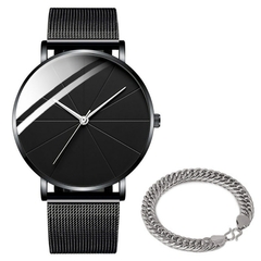 2022 relógios de moda masculina minimalista simples masculinos negócios ultra finos cinto de malha de aço inoxidável relógio de quartzo relogio masculino - comprar online