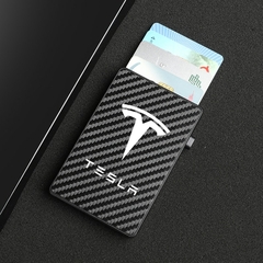 RFID anti-roubo fibra de carbono titular do cartão de crédito banco inteligente carteira pop up para Tesla modelo 3 modelo Y modelo X modelo S Ca