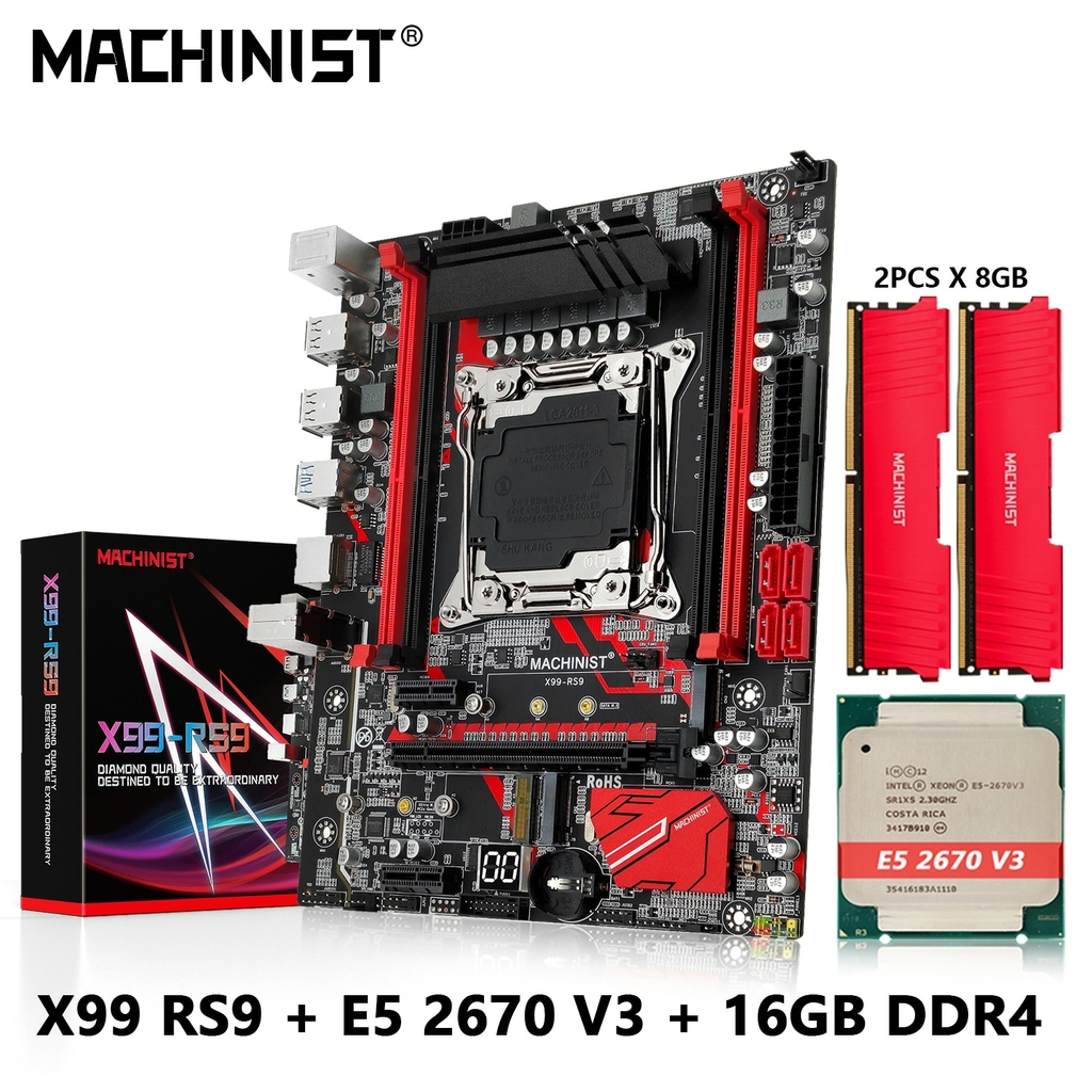Kit MACHINIST X99 RS9 Placa mãe LGA 20113 Com processador Xeon E5 2670