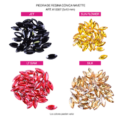 Piedras Resina conicas NAVETTE 5x10mm Bolsa por 144 Unid - comprar online