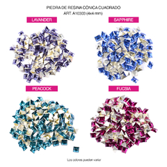 Piedras Resina conicas Cuadrado 4x4mm Bolsa por 288 Unid - comprar online