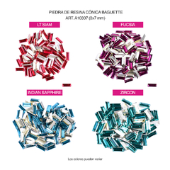 Piedras Resina conicas Baguette 3x7mm Bolsa por 144 Unid en internet