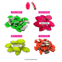Piedras Engarzadas resina Navette 7x15mm Colores NEON - comprar online