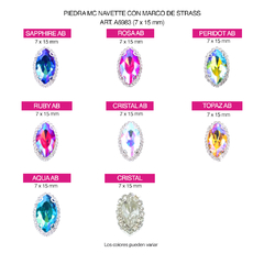 Piedras Engarzadas Fantasia Navette 7x15mm - comprar online