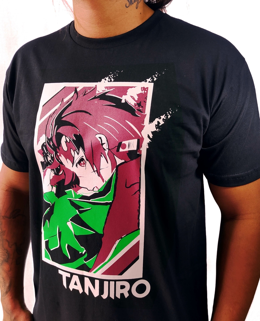 Camiseta 100% algodão, estampa do caçador de demônios Tanjiro