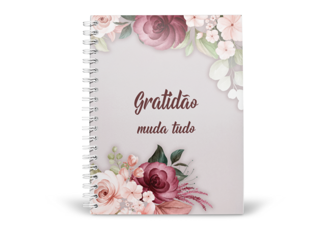 Caderno da Gratidão Flores tons de Marsala - Glix