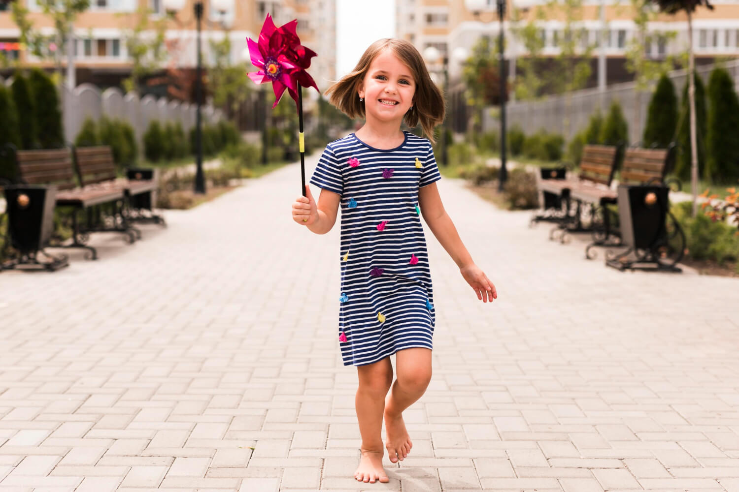 vestido para niña de rayas