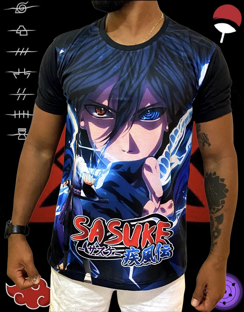 Camiseta blusa Manga Naruto Sasuke Uchiha